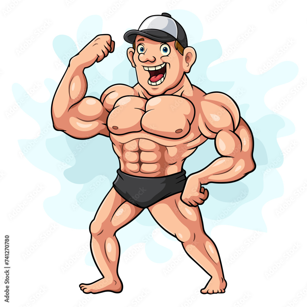Cartoon Bodybuilder isolated on white background Cartoon Bodybuilder isolated on white background