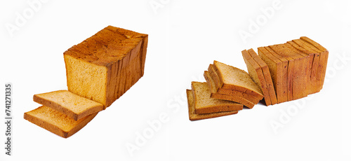 Slices toast bread isolated on white background