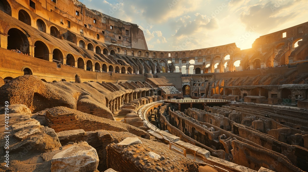 Inside of Colosseum. Created with Generative AI.