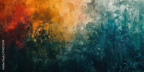 Close-up of an abstract textured painting, highlighting a rich palette of gold, pink, and blue with expressive strokes.
