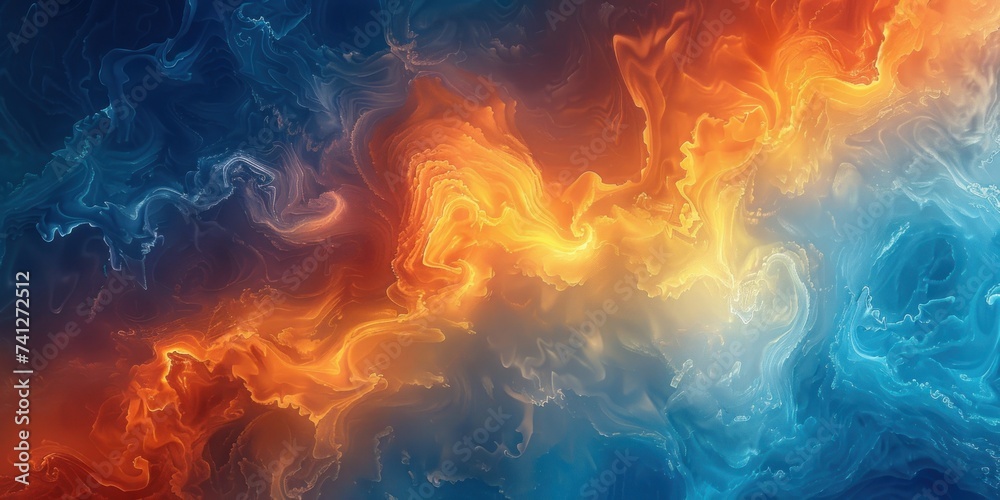 A seamless abstract gradient that transitions from fiery orange to icy blue, evoking a sense of fluid dynamism.