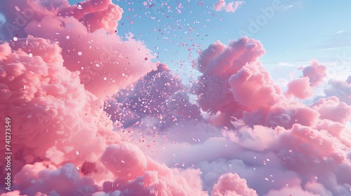 A fantasy world with sweet and fluffy clouds