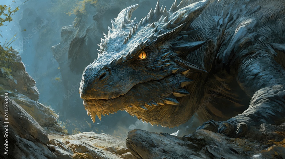 beautiful dragon in a magical night forest. Created with Generative AI. beautiful dragon in a magical night forest. Created with Generative AI.