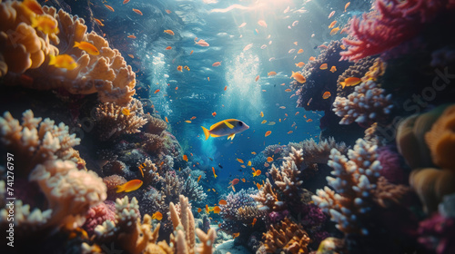 Vibrant and Serene Underwater Coral Reef © Sekai