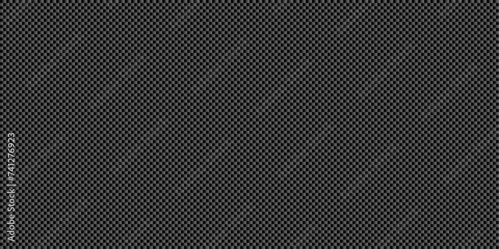 Black vertical carbon fiber seamless texture pattern vector illustration. Textile fabric, car tuning or cloth macro seamless kevlar crisscross texture background. - obrazy, fototapety, plakaty 