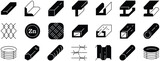 Steel Products, icon set. Symbol Collection in transparent background.