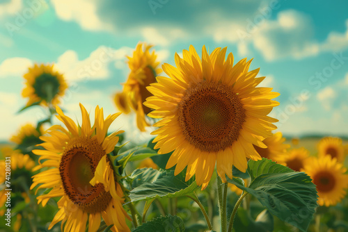 sunflowers against the background of the summer sky