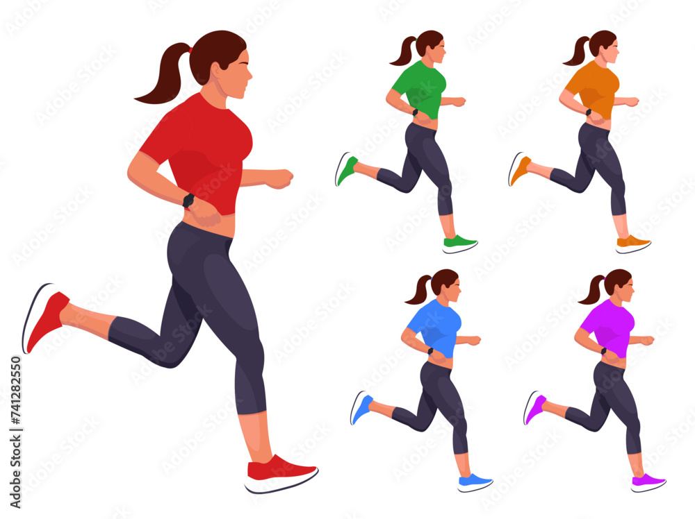 woman runner on white background woman runner on white background
