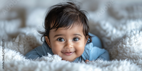 Small cute smiling indian boy in traditional wear. Shallow depth of field. photo