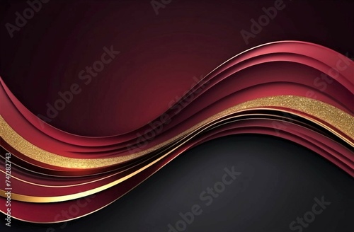 abstract, modern, luxurious background featuring red and golden waves on red and black backdrop. Perfect for a contemporary design banner