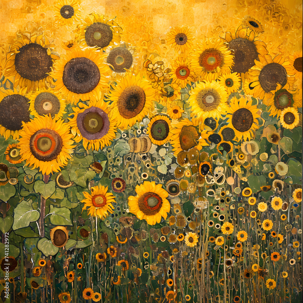 sunflowers in sun Original oil painting of sunflower flowers, beautiful sunflowers flowers on canvas. Modern Impressionism.Impasto artwork.