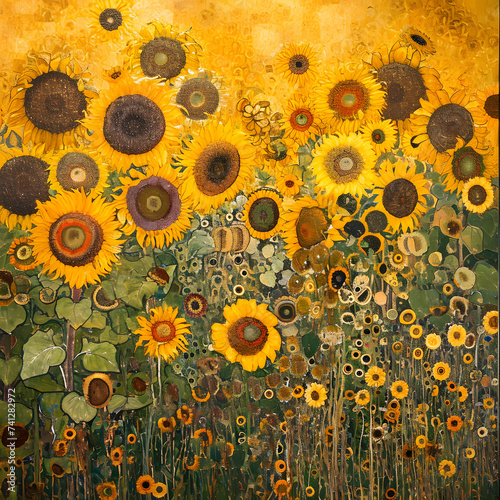 Obraz na płótnie sunflowers in sun Original oil painting of sunflower flowers, beautiful sunflowers flowers on canvas. Modern Impressionism.Impasto artwork. w salonie