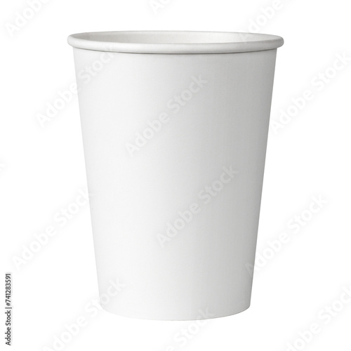 Clean and blank white paper cup for coffee without background. Template for mockup. Without lid