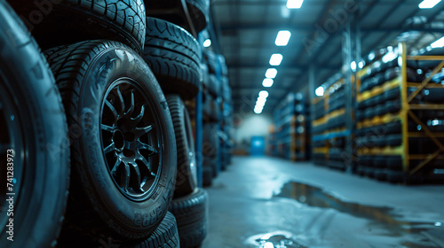 Car tires at warehouse