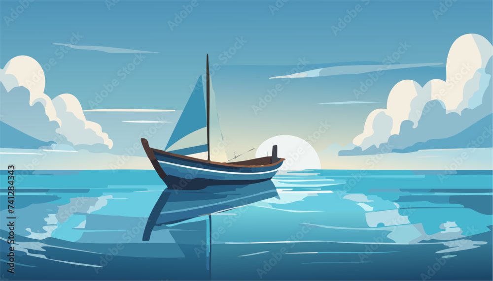 Fototapeta premium Boat on the blue sea