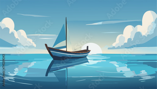 Boat on the blue sea