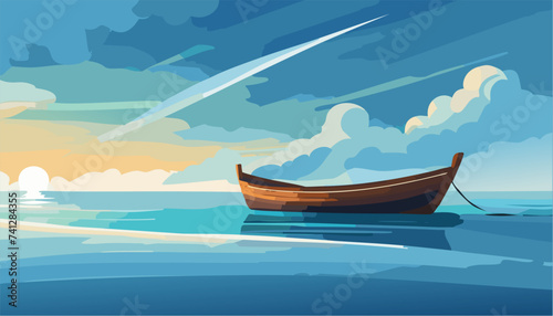 Boat on the blue sea