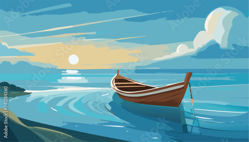 Boat on the blue sea