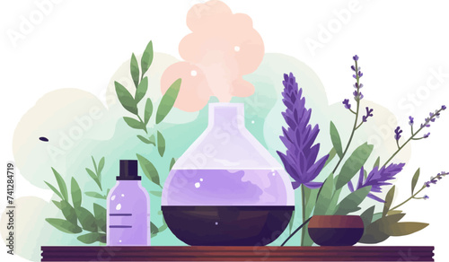 Essential Oils and Diffuser vector flat isolated vector style illustration