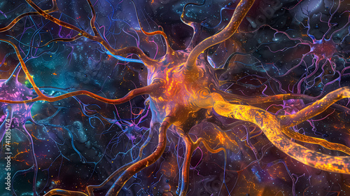 Wonders of Nerve Fibers,intricate world of nerve fabstract background.