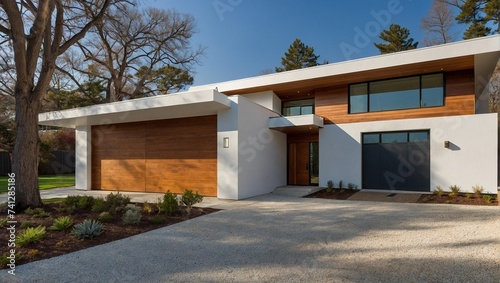 Architecture, modern house with a garden view from the garden