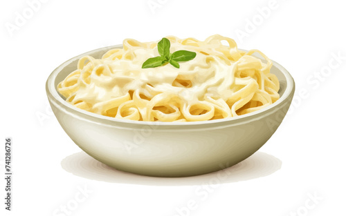 Bowl of fettucini alfredo isolated vector style with transparent background illustration