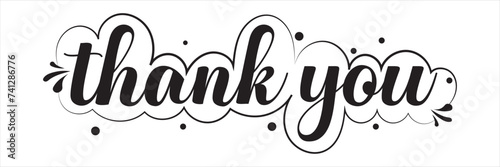 Thank you. Wavy elegant calligraphy spelling for decoration on holidays. vector script and handwritten typography. Thank you vintage style word for note, sign, banner. Isolated.