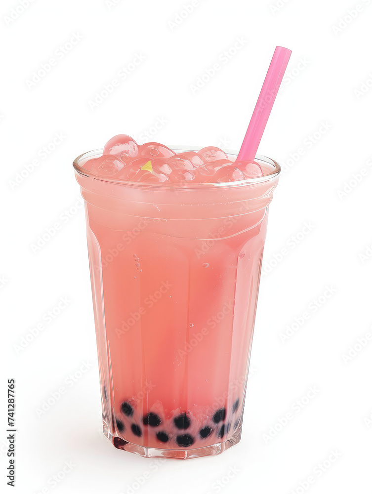Pink Bubble Tea Isolated on a white background Pink Bubble Tea Isolated on a white background