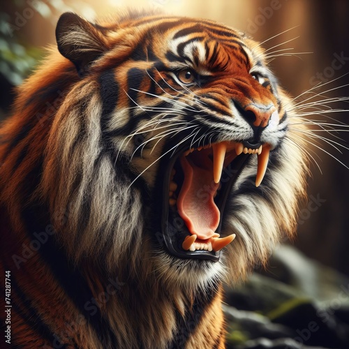 portrait of a tiger roar