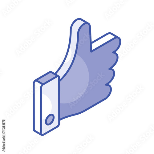 Thumbs up, an isometric icon of customer feedback ready to use vector