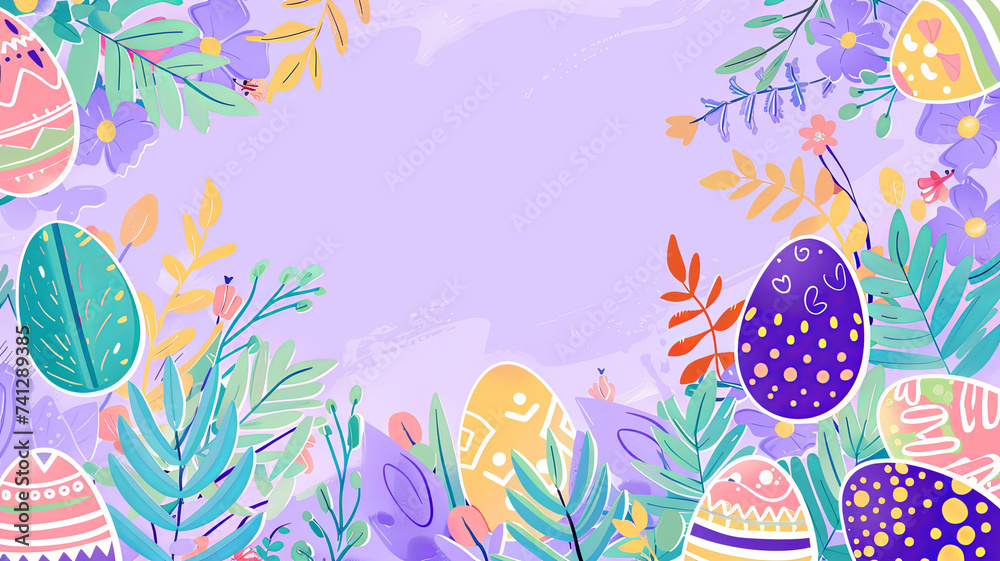 Easter Fantasy: Whimsical Egg Hunt in a Purple Pastel Wonderland