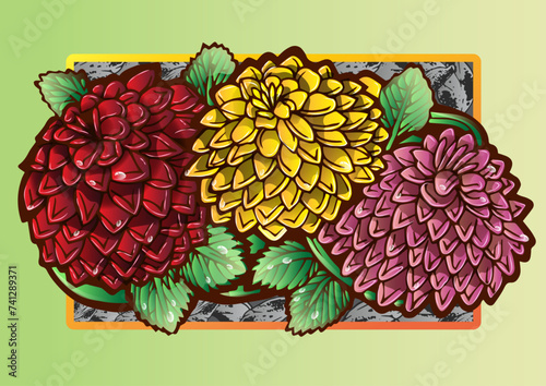 Awesome flower illustration in colorful style, suitable for merchandise, souvenir, wall art, stickers