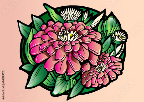 Awesome flower illustration in colorful style, suitable for merchandise, souvenir, wall art, stickers