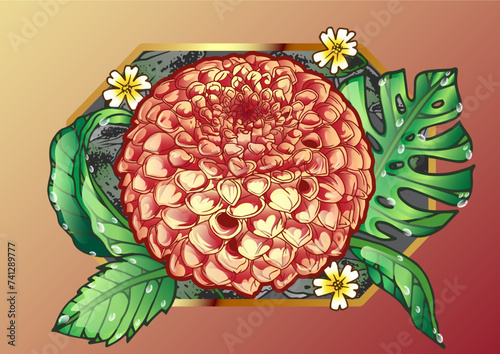 Awesome chrysanthemum flower illustration in colorful style, suitable for merchandise, souvenir, wall art, stickers