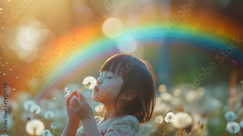 たんぽぽと虹の少女 photo