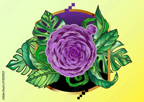 Awesome chrysanthemum flower illustration in colorful style, suitable for merchandise, souvenir, wall art, stickers