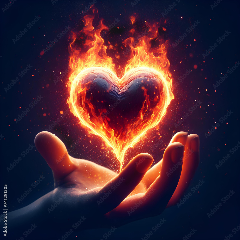 burning love heart on fire passed from hand to hand digital art burning love heart on fire passed from hand to hand digital art