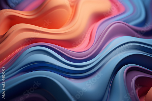 Geometric stripes similar to waves. Abstract colorful    glowing crossing lines pattern   generated by AI. 3D illustration