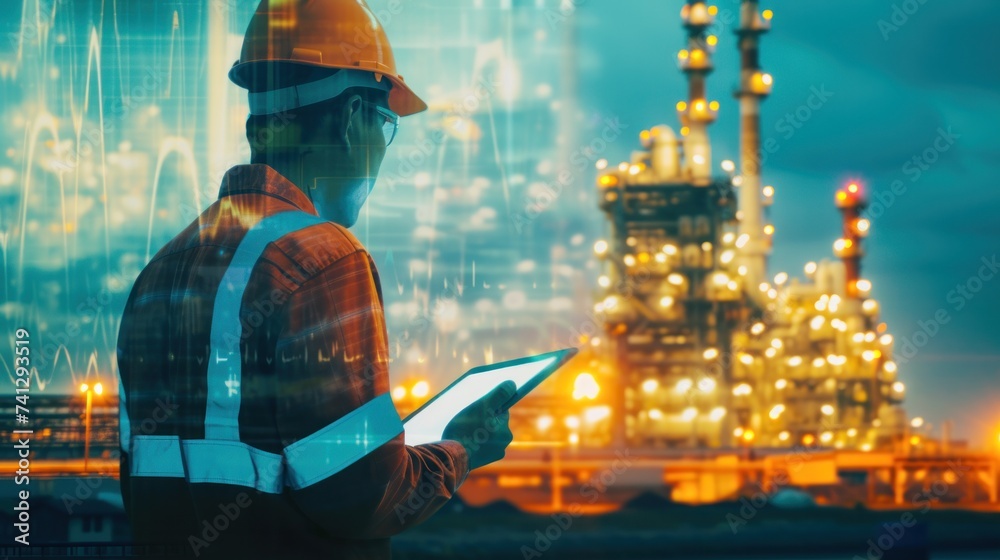 An engineer oversees the operations of an oil rig, ensuring fuel is ...