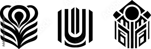 Set of black and white Logo patterns, seamless, vector, design, black, tire, illustration photo