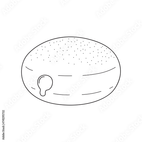 Hand drawn jelly doughnut icon Cartoon Vector illustration Isolated on White Background
