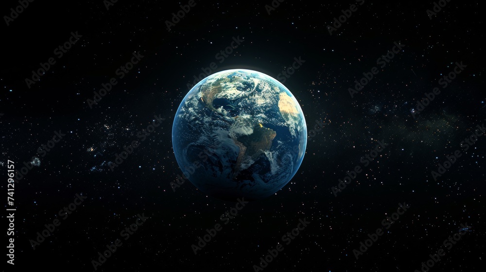Environmental planet orbit, In the vastness of space, a serene planet orbits gently, surrounded by shimmering stardust and cosmic wonders