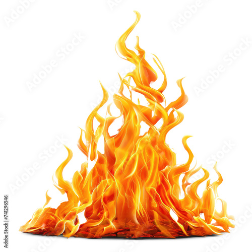Blazing Fire and flame. Realistic flame on Transparent Background AI