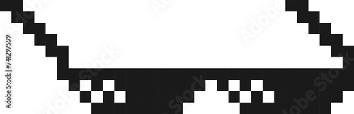 8 bit pixel cool black sun glasses, sunglasses flat icon on transparent background