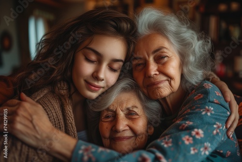Mother's Day brings generations together. Generative Ai. photo