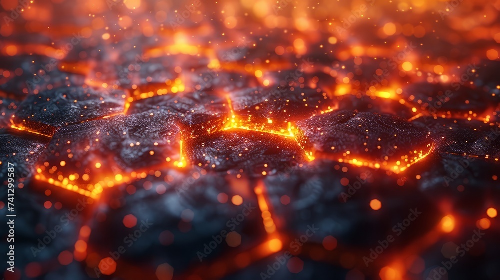 Futuristic abstract backround with hexagons and flame Futuristic abstract backround with hexagons and flame