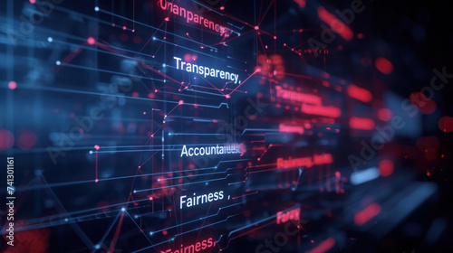 Futuristic Interface Highlighting Ethical AI Principles