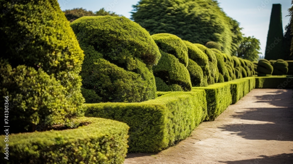 Artistic Topiary Garden with Pruned Hedges