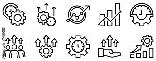productivity icon line style set collection