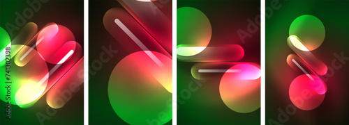 Abstract composition. Aglow in neon hues against the dark, radiating energy and allure, a captivating spectacle of vibrant luminescence